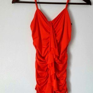 Baby Phat Vibrant Orange Ruffle Sleeveless Top XS